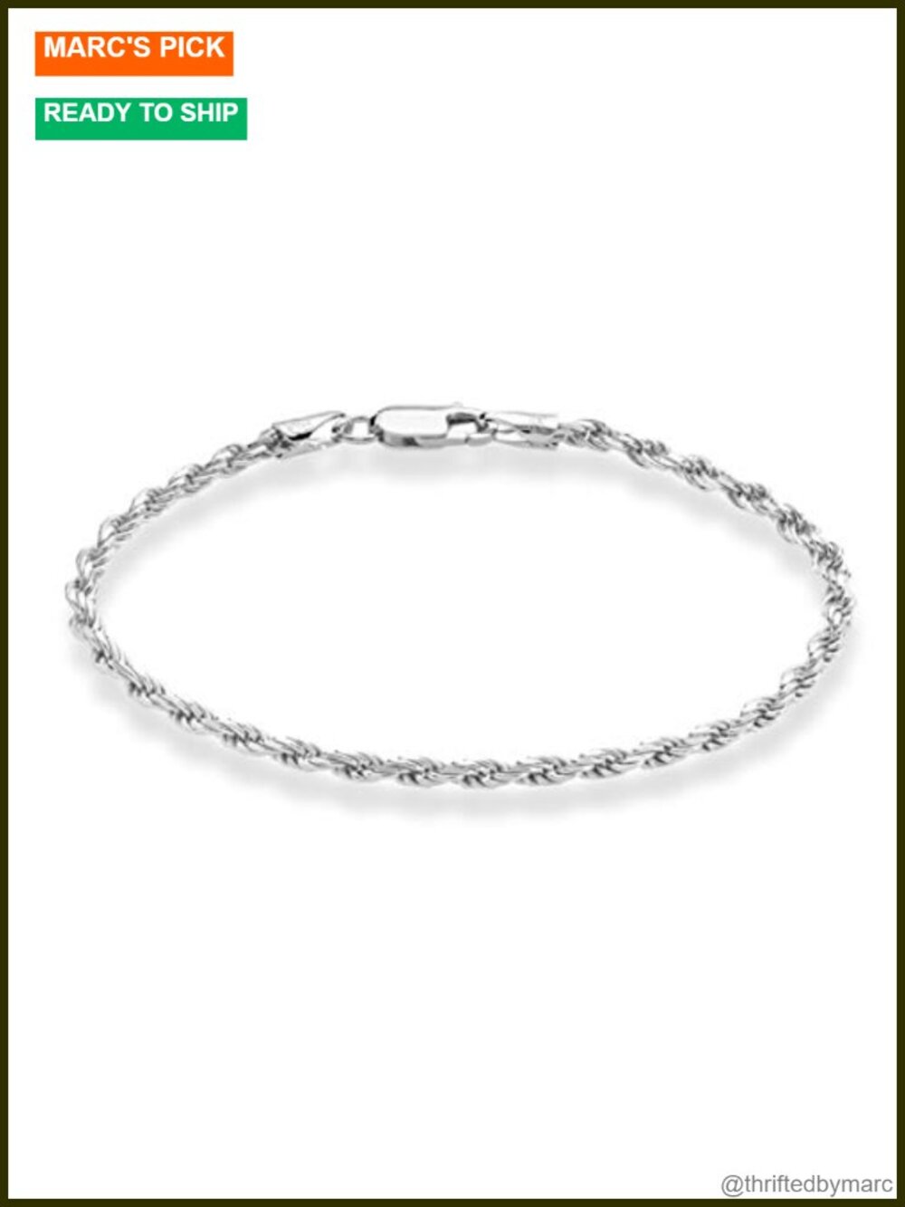 Italian 925 Sterling Silver Rope Bracelet 2mm 3mm Unisex